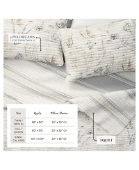 Linery & Co. Coastal Coral Stitched Quilt Set with Shams