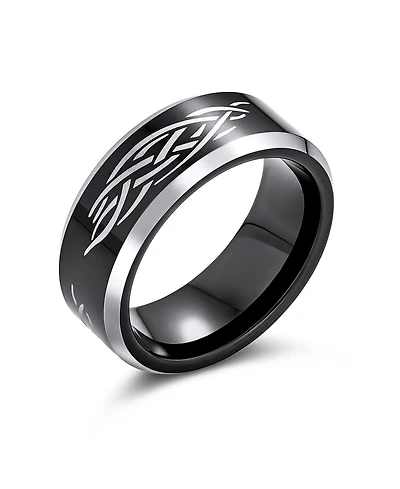 Bling Jewelry Laser Etched Catholic Religious Black Christ Thorn Titanium Band Ring Comfort Fit