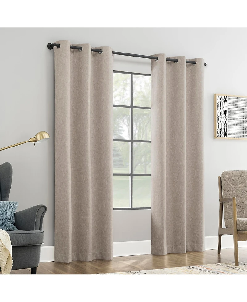 Aldwin Slub Texture Magnetic Closure 100% Blackout Grommet Curtain Panel
