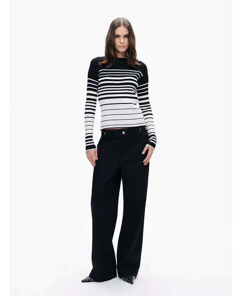 Nocturne Women's Striped Crocheted Knitted Sweater