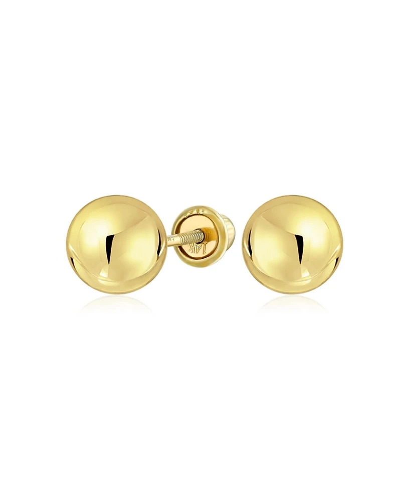 Bling Jewelry Tiny Round Ball Stud Earrings in Real 14K Yellow Gold Screw Back
