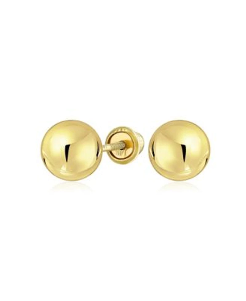 Bling Jewelry Classic Minimalist Tiny Simple Round Ball Yellow 14K Real Gold Ball Stud Earrings Screw Back