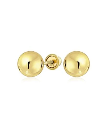 Bling Jewelry Classic Minimalist Tiny Simple Round Ball Yellow 14K Real Gold Ball Stud Earrings Screw Back