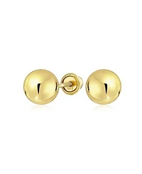 Bling Jewelry Classic Minimalist Tiny Simple Round Ball Yellow 14K Real Gold Ball Stud Earrings Screw Back