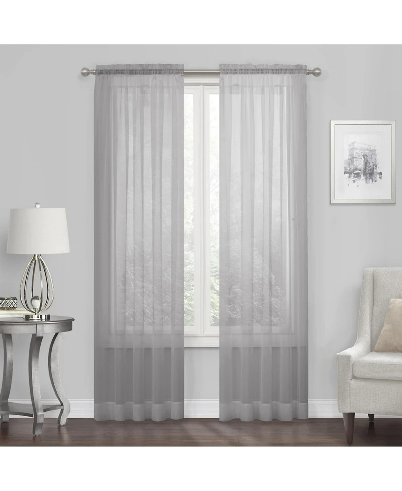 Kate Aurora Living 4-Pack High End Luxe Rod Pocket Sheer Voile Window Curtain Set