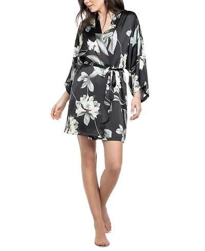 Midnight Bakery Women's Cosmica Satin Floral Wrap Robe