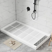 Casainc 60"W X 32"D Smc Single Threshold Shower Base Anti-Slip Shower Pan, Drain Assembly & Drain Cover Included