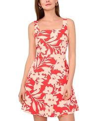 Vince Camuto Women's Linen-Blend Sleeveless Floral A-Line Dress