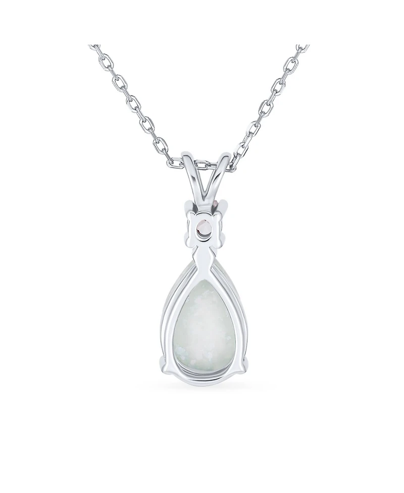 Bling Jewelry Classic Simple Cz Infinity Accent 3- 5CT Solitaire Teardrop White Rainbow Created Opal Pendant Necklace Rose Gold Plated .925 Sterling S
