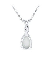 Bling Jewelry Classic Simple Cz Infinity Accent 3- 5CT Solitaire Teardrop White Rainbow Created Opal Pendant Necklace Rose Gold Plated .925 Sterling S