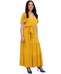 Kasper Women's V-Neck Flutter-Sleeve Maxi Dress, Regular & Plus Sizes
