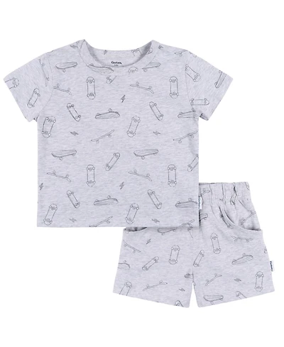 Gerber Baby Boys 2-Piece T-Shirt and Shorts Set, Heather Skateboard