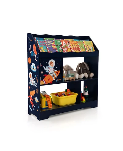 Kids Toy Storage Organizer with Book Shelf and Storage Cabinet