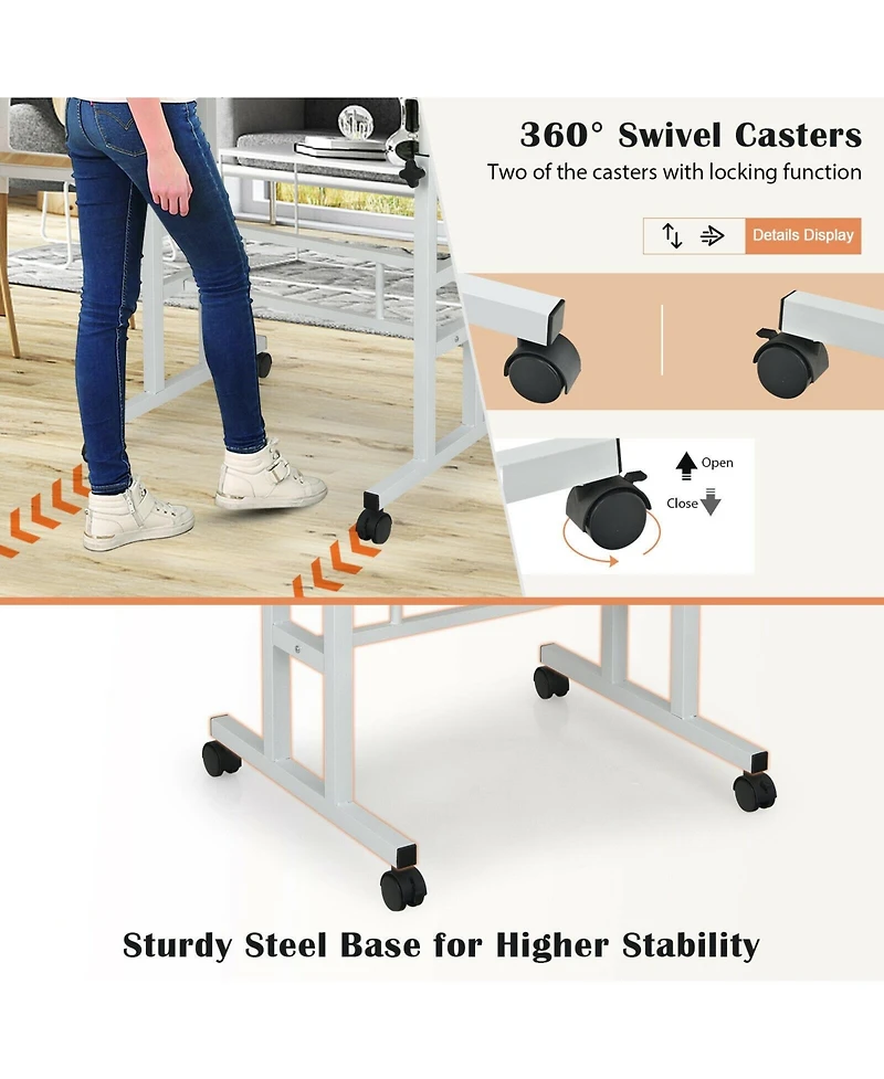 Mobile Standing up Desk Adjustable Computer Desk Tilting Workstation