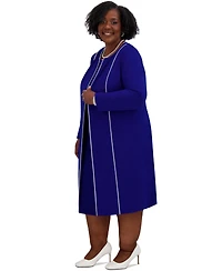 Kasper Women's Piping-Trim Long Jacket, Regular & Plus Sizes