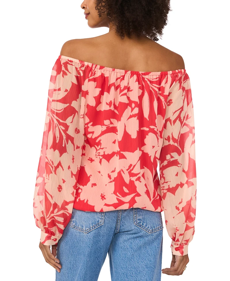 Vince Camuto Women's Floral Off-The-Shoulder Long-Sleeve Tie-Front Blouse