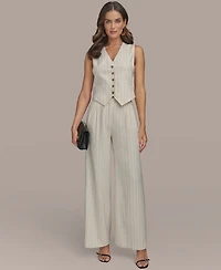 Donna Karan New York Women's Linen-Blend Pinstripe Vest, Regular & Petite