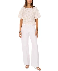 Vince Camuto Women's Embroidered Puff-Sleeve Top
