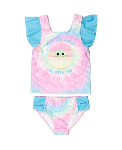 The Mandalorian Girls Star Wars Yoda Pullover Tankini Top and Bikini Bottom Swim Set