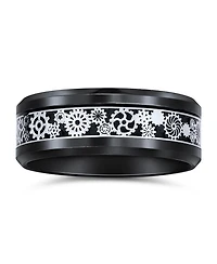 Bling Jewelry Couples Irish Viking Celtic Infinity Etched Irish Celtic Knot Maltase Cross Eternity Band Rings Titanium Wide Matte Silver Tone 8MM