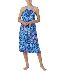 Ellen Tracy Women's Printed Halter Midi Nightgown