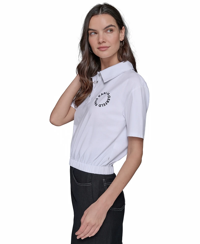 Karl Lagerfeld Paris Women's Cropped Logo Polo