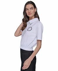 Karl Lagerfeld Paris Women's Cropped Logo Polo