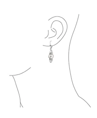 Bling Jewelry Rondelle Faceted Crystal Dangle Drop Lever Back Imitation Pearl Dangle Earrings .925 Sterling Silver