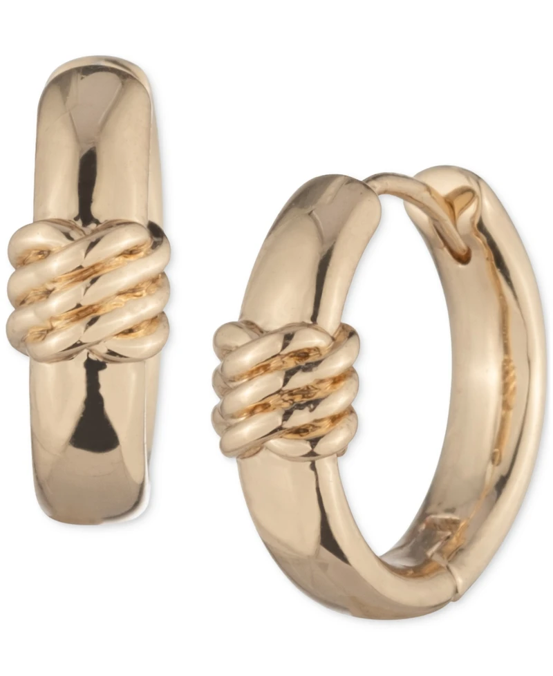 Lauren Ralph Gold-Tone Knotted Small Huggie Hoop Earrings, 0.55"