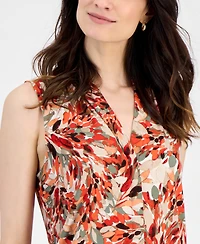 Kasper Women's Floral-Print Hidden-Placket Blouse, Regular & Petite Sizes