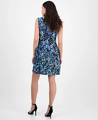 Connected Women's Floral-Print Fit & Flare Dress