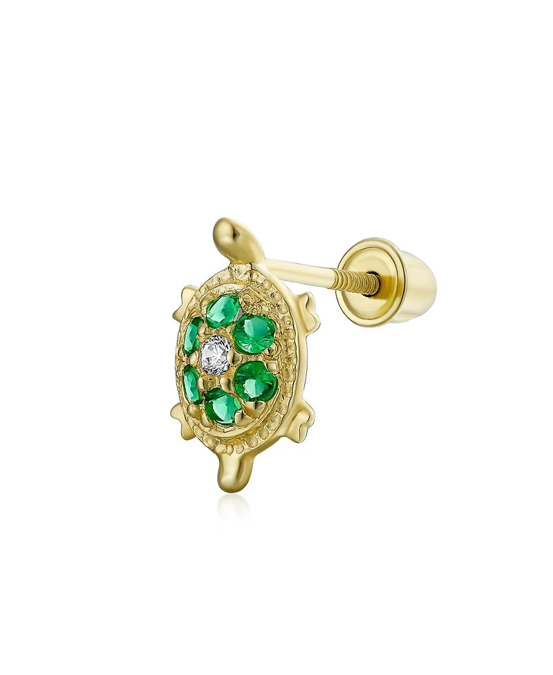 Bling Jewelry Tiny Daith Nautical Green Turtle 14K Gold Cartilage Ear Stud Earring Helix Screwback
