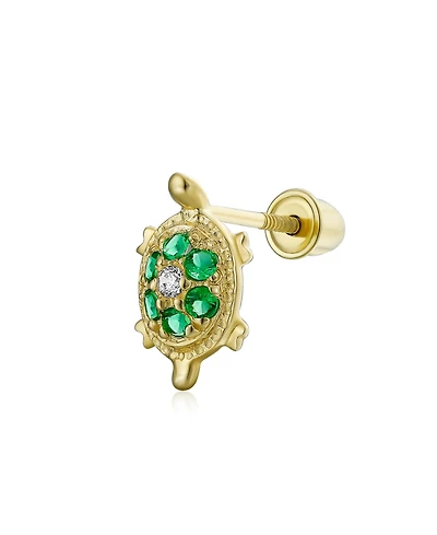 Bling Jewelry Tiny Daith Nautical Green Turtle 14K Gold Cartilage Ear Stud Earring Helix Screwback