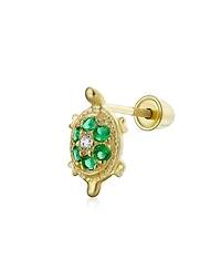 Bling Jewelry Tiny Daith Nautical Green Turtle 14K Gold Cartilage Ear Stud Earring Helix Screwback