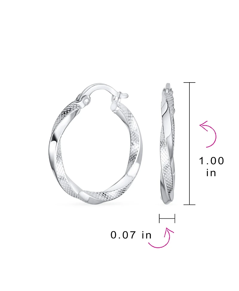 Bling Jewelry Timeless Slender Wire Rope Hoop Huggie Earrings Sterling Silver 1 Inch Diameter