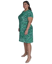 Tommy Hilfiger Plus Size Tidal Flower Short-Sleeve Dress