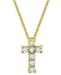 Giani Bernini Cubic Zirconia Cross Pendant Necklace, 16" + 2" extender, Exclusively at Macy's