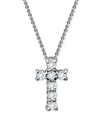 Giani Bernini Cubic Zirconia Cross Pendant Necklace, 16" + 2" extender, Exclusively at Macy's