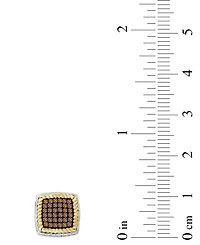 Men's Brown Diamond Square Cluster Stud Earrings (1/3 ct. tw) in 10k Gold