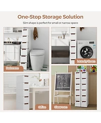 6-Drawer Rolling Organizer Unit Narrow Storage Cabinet with Built-In Wheels for Small Space-6-Drawer