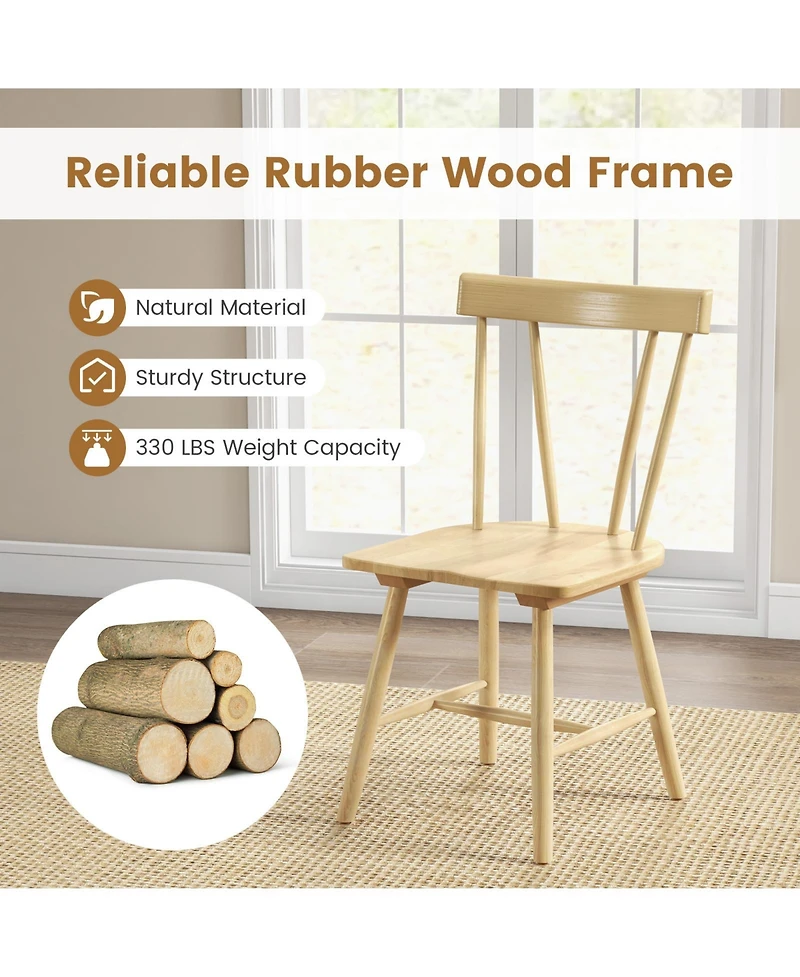Windsor Style Armless Chairs with Solid Rubber Wood Frame