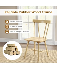 Windsor Style Armless Chairs with Solid Rubber Wood Frame