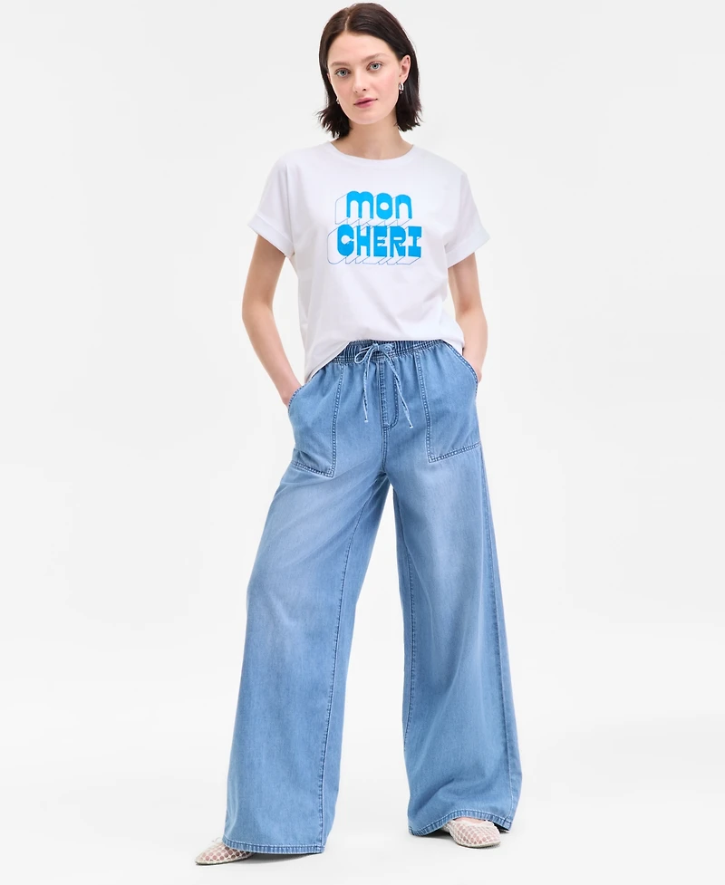 On 34th Women's Pull-On Utility Wide-Leg Jeans, Exclusively at Macy's