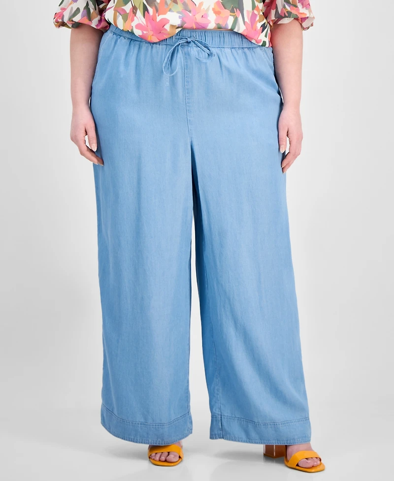 Vince Camuto Plus Drawstring-Waist Wide-Leg Pants