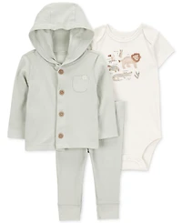 Carter's Baby Boys Little Character Set Hooded Cardigan, Lion Bodysuit & Pants, 3 Piece