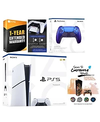 Sony Playstation 5 Slim Disc with ExtraController, Charging Dock and MightySkins Decal Voucher + 1 Year Cps Extended Warranty