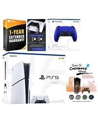 Sony Playstation 5 Slim Disc with Extra Volcanic Red Controller, Charging Dock and MightySkins Decal Voucher + 1 Year Cps Extended Warranty