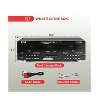 Pyle Dual Cassette Deck - High-Speed Dubbing & Mixtape Recorder - PT649D