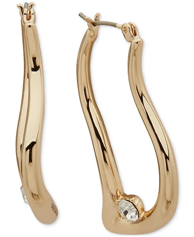 Emily in Paris Gold-Tone Long Wavy Stone Hoop Earrings