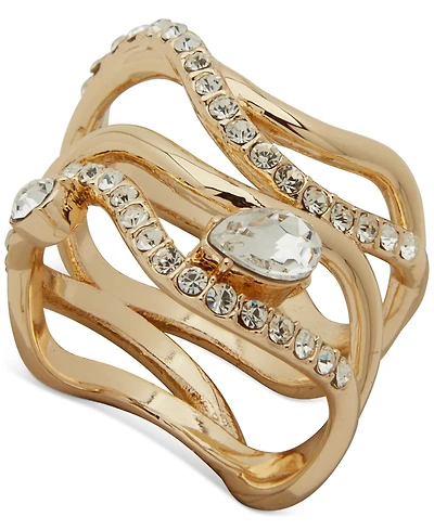 Emily in Paris Gold-Tone Wavy Stone Multi Row Ring
